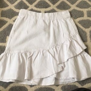 White denim ruffle skirt